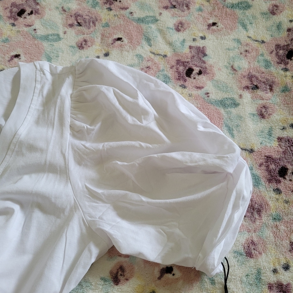7 For All Mankind White Twist➰ Sleeve Top - Picture 12 of 14